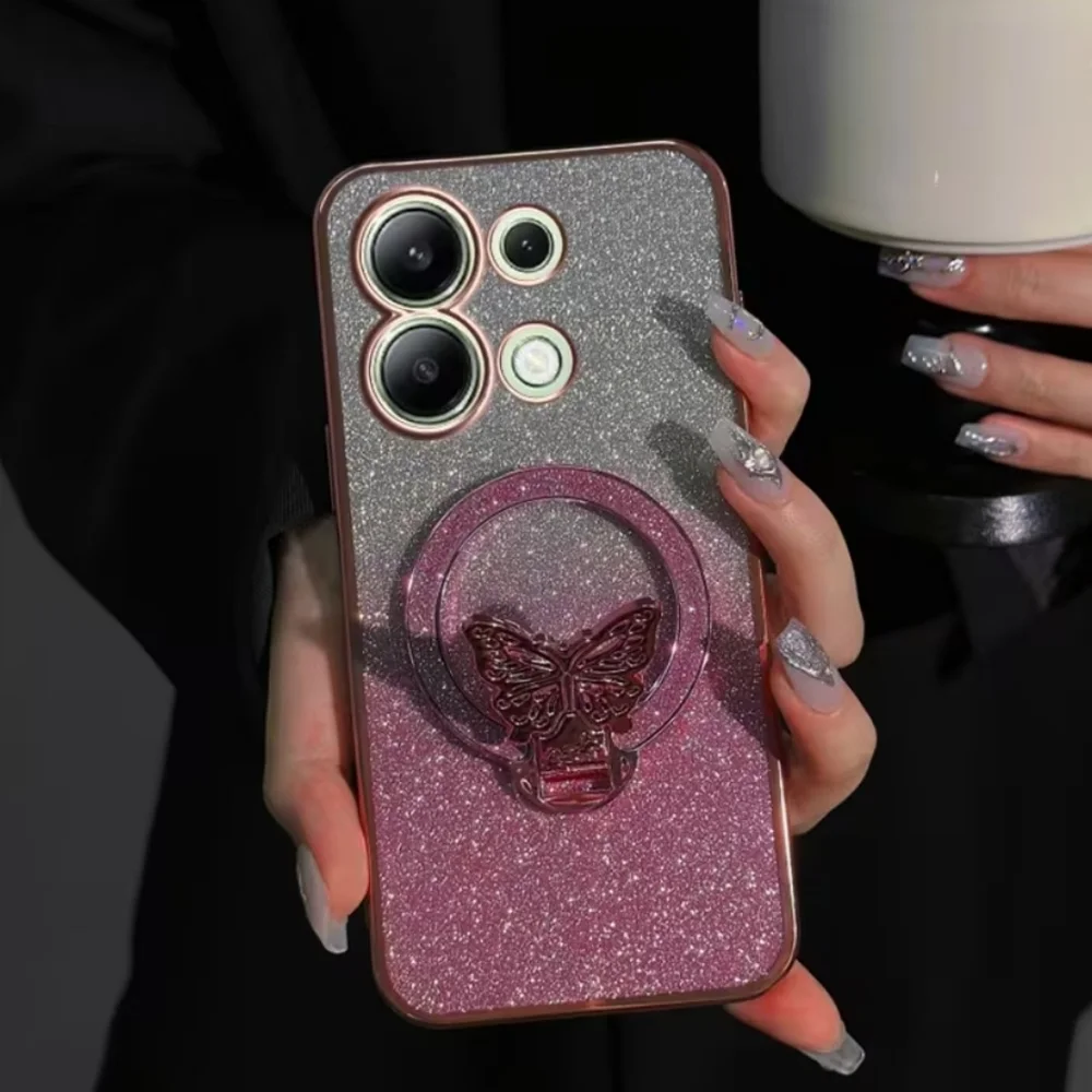 Glitter Butterfly Foldable Cellphone Magnetic Ring Holder‎ Phone Grip Kickstand